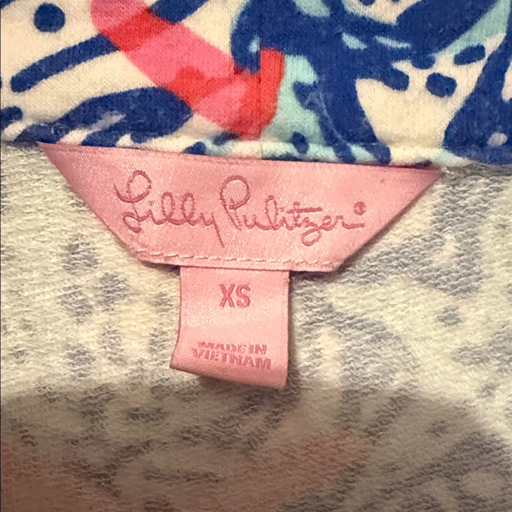 Lilly Pulitzer Vibrant Blue and Pink Quarter Zip Jacket XSmall - Picture 2 of 9